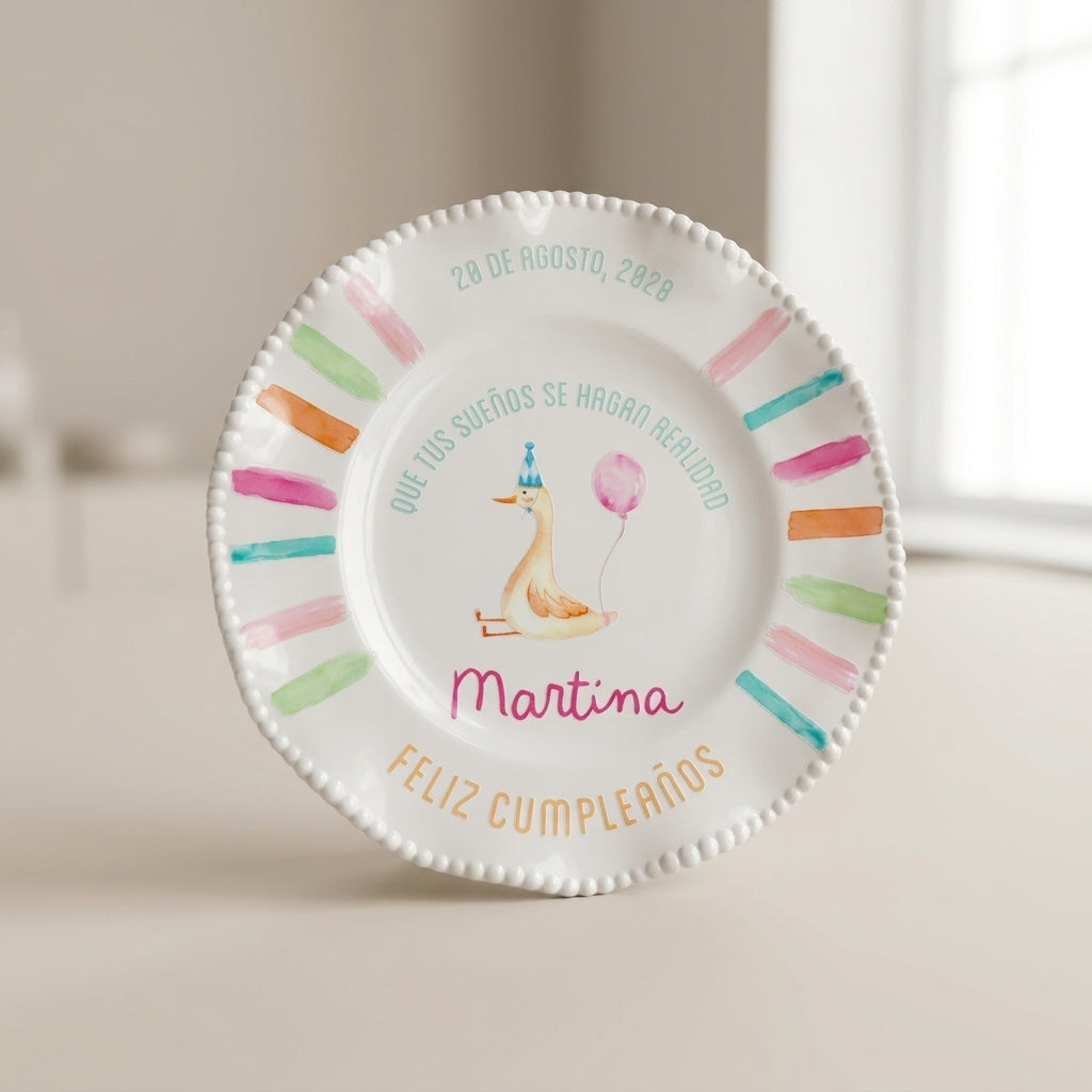 Plato personalizado - Silly Goose Pink cumple años