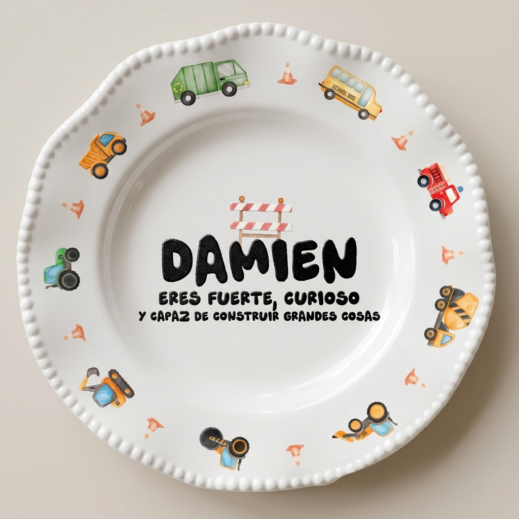 Plato personalizado - Afirmaciones - Camiones favoritos