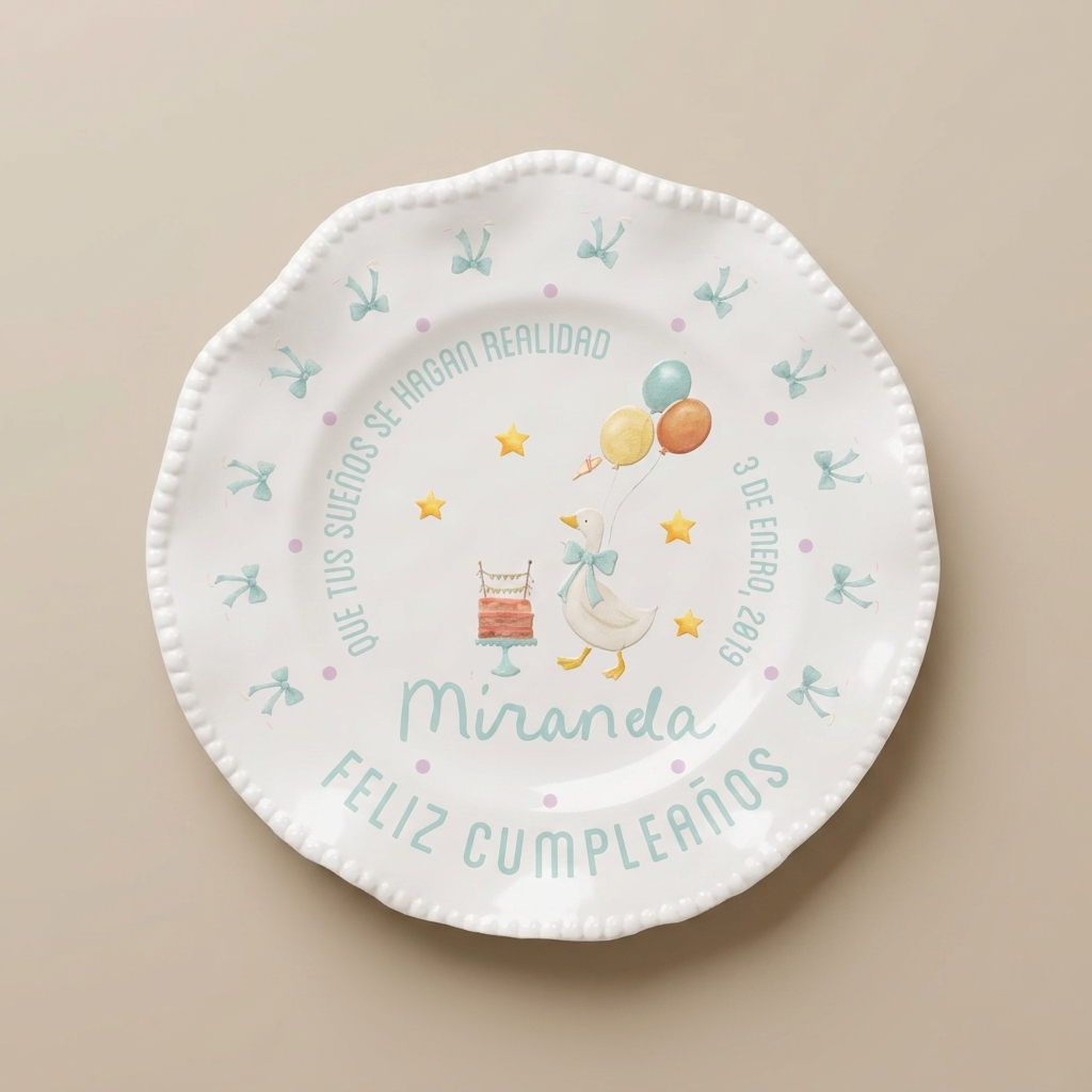 Plato personalizado - Silly Goose Blue cumple años