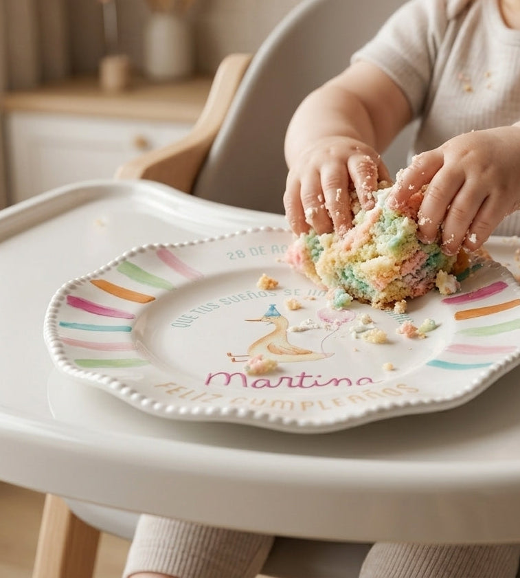 Plato personalizado - Silly Goose Pink cumple años