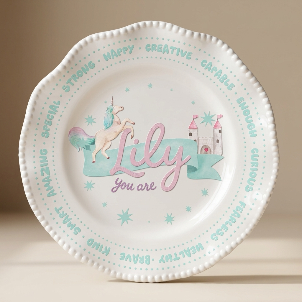 Plato personalizado - Afirmaciones - Unicornio