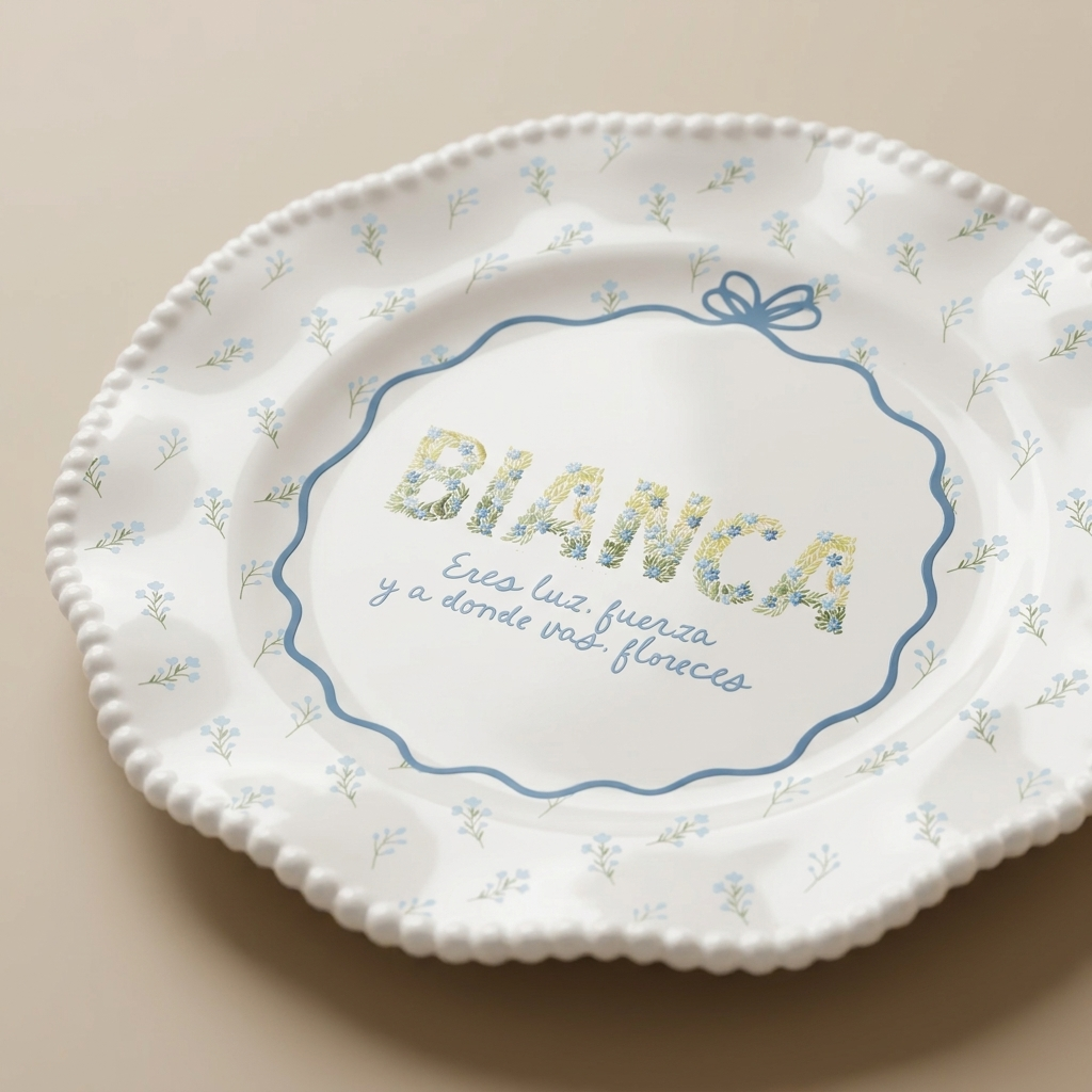Plato personalizado - Afirmaciones - Flor de mi jardin