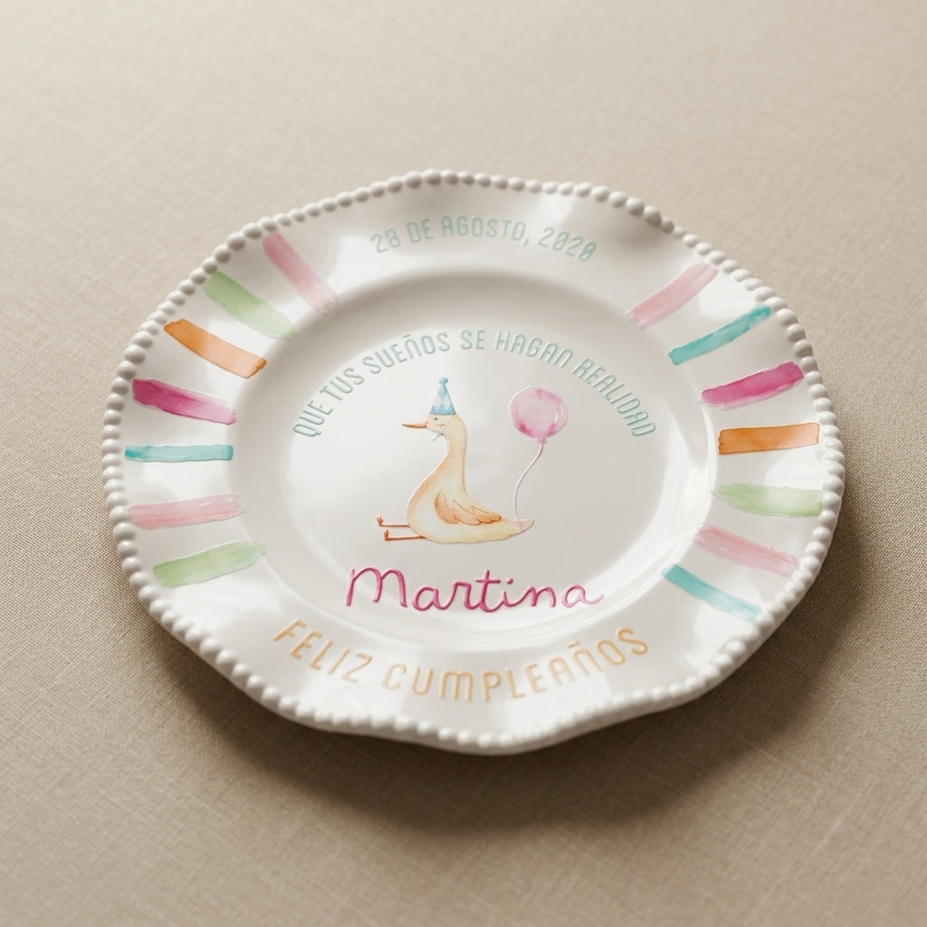 Plato personalizado - Silly Goose Pink cumple años
