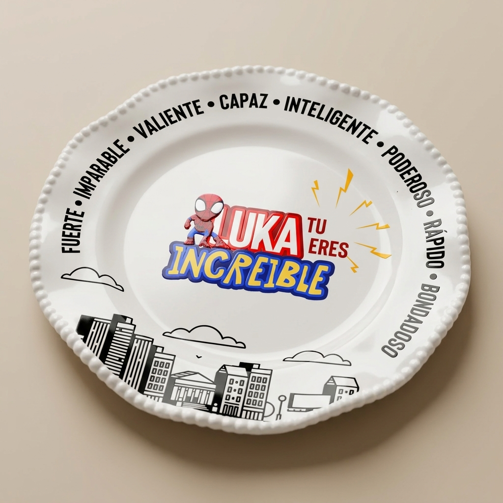 Plato personalizado - Afirmaciones - Mi pequeño superheroe